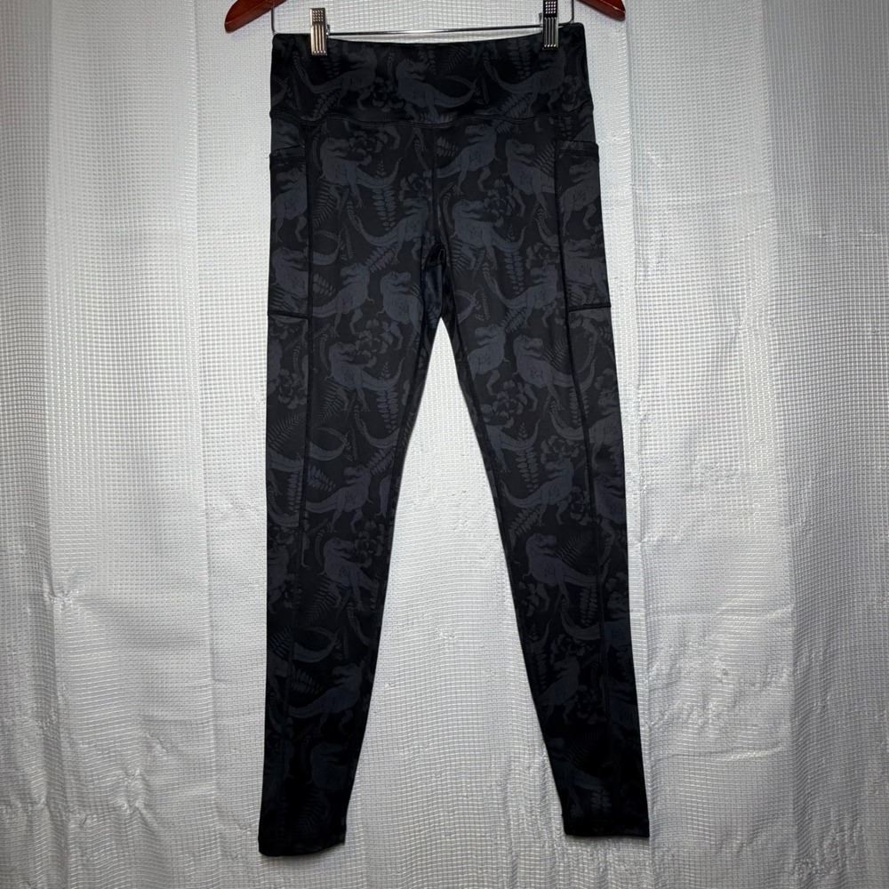 Constantly Varied Gear Leggings Dinosaur Print Pockets High Waist Gym Medium